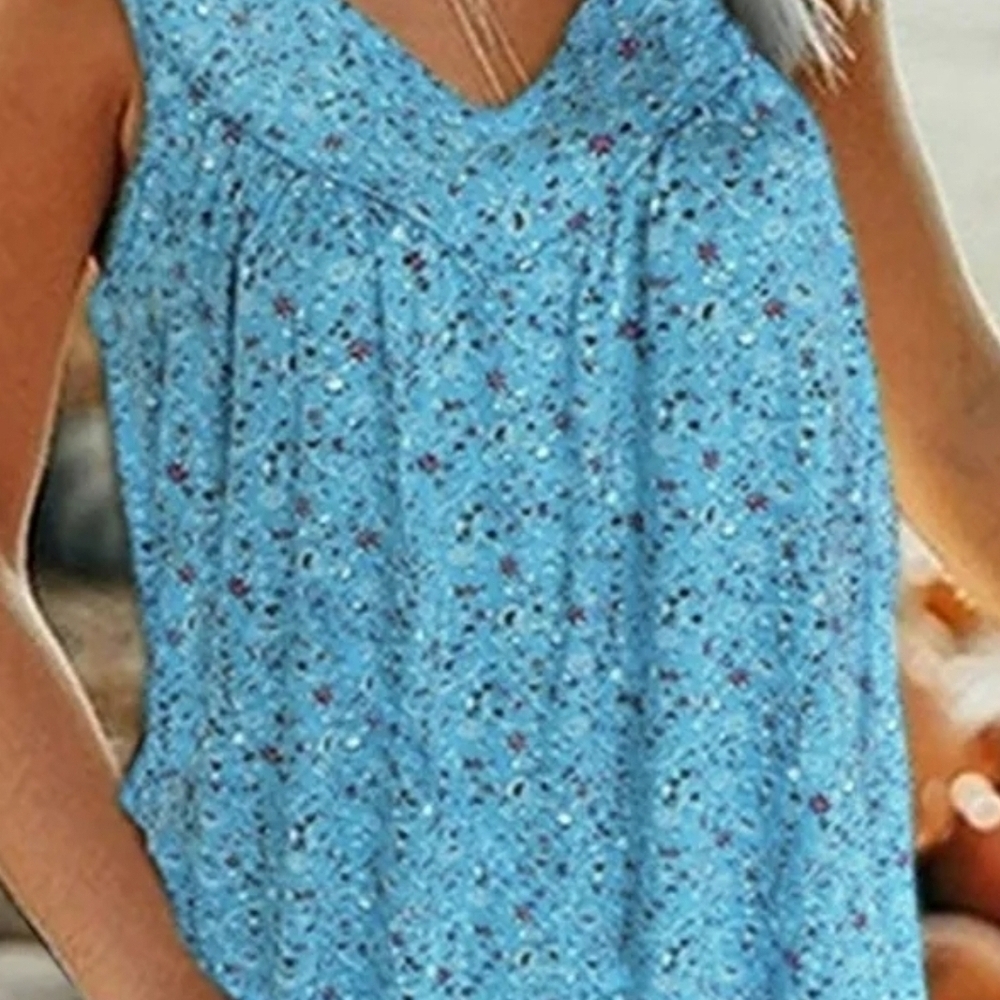 Floral Blue Sleeveless Top